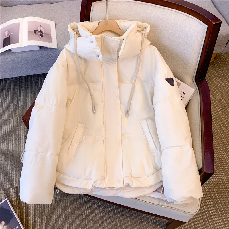 2023 giacca Oversize nera invernale da donna cappotto Oversize in cotone bianco spesso di alta qualità moda femminile parka larghi con cappuccio marrone
