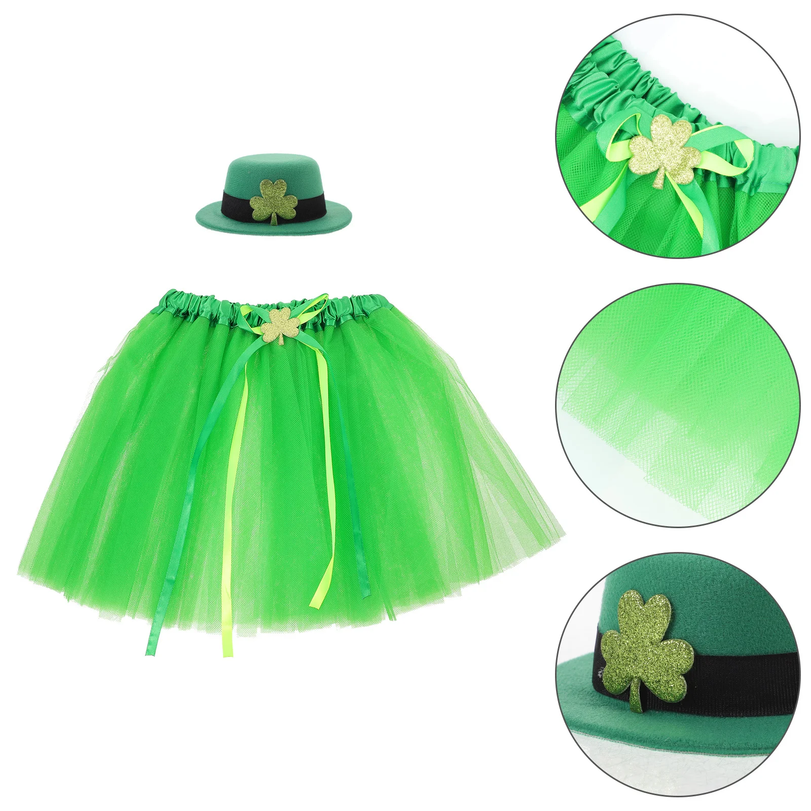 1Set St Patricks Day Costume Kids Tutu Skirt Top Hat Party Cosplay Props Festival Performance Outfit St Patricks Day Costume