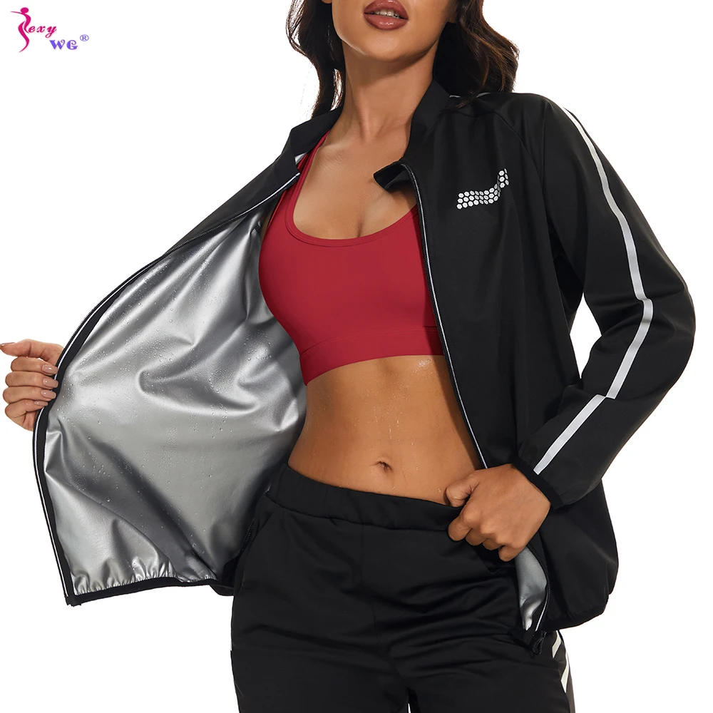 SEXYWG Weight Loss Jacket Sauna Top Hot Sweat Sportwear Running Outfit Slimming Fitness Clothing Fat Burning Workout Gym Shirt