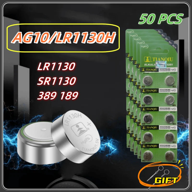 

Аккумуляторы FButton TQ AG10 LR1130 LR54 SR54 389 LR54, 50 шт.