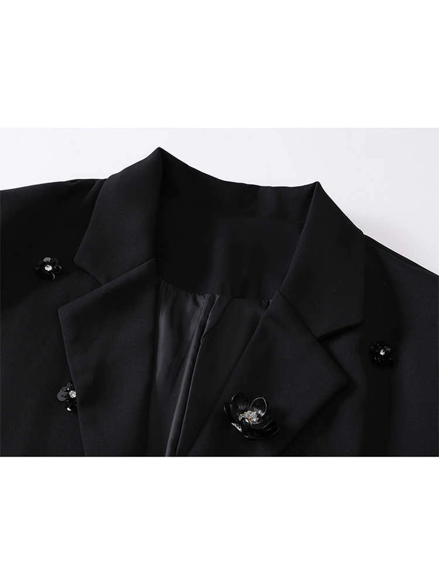 Frauen Schwarz Gothic 3D Floral Blazer Jacke Vintage 2000er Jahre Elegante Anzug Mantel Harajuku Langarm Oversize Oberbekleidung Herbst 2025