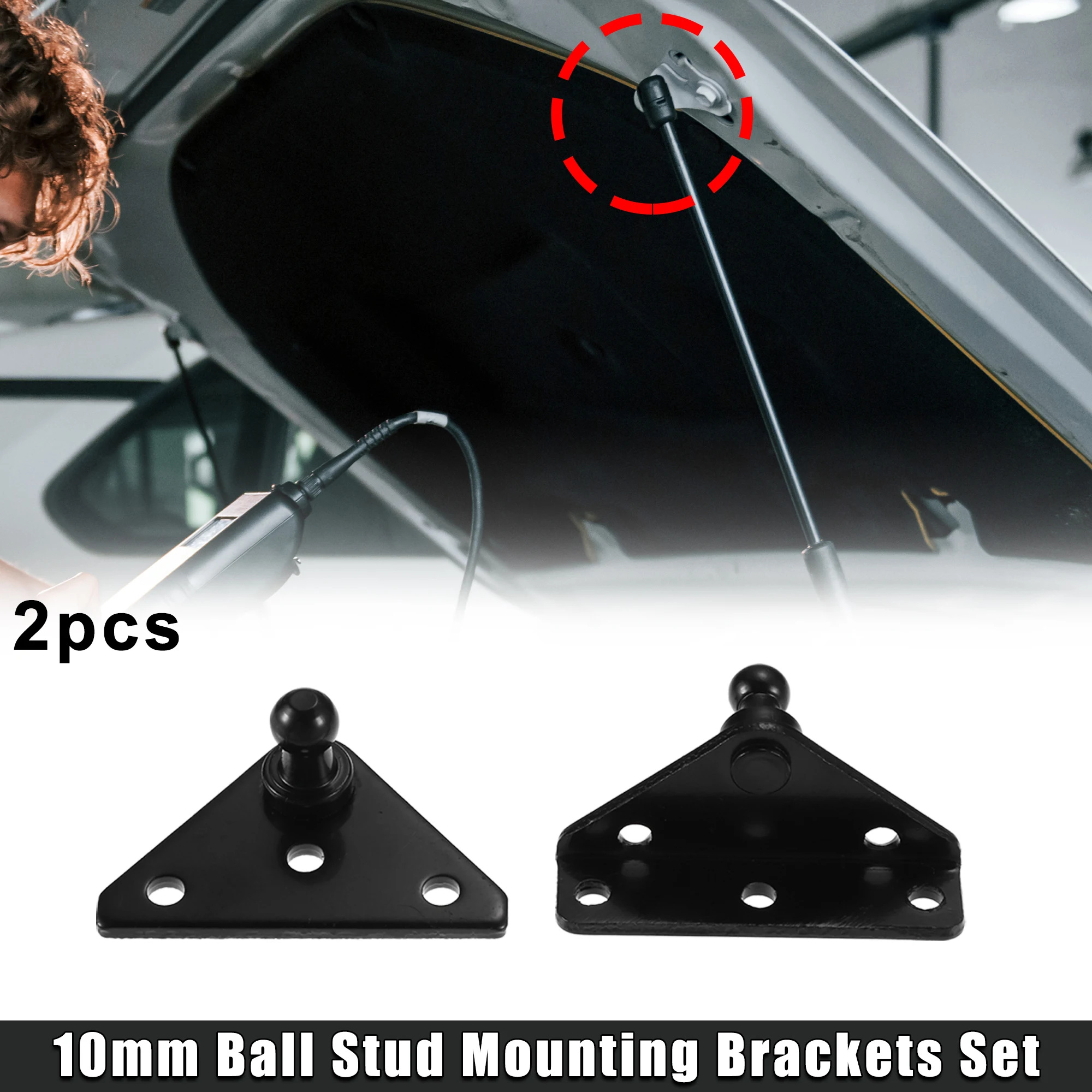 X Autohaux 2pcs 10mm Ball Studs Mounting Brackets for Gas Strut Shock Spring Prop Lift Support Angled Type Flat Type