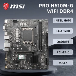 MSI PRO H610M-G WIFI DDR4 motherboard supports Intel® Core™ 14th/ 13th/ 12th Gen Processors, supports DDR4, PCIe 4.0