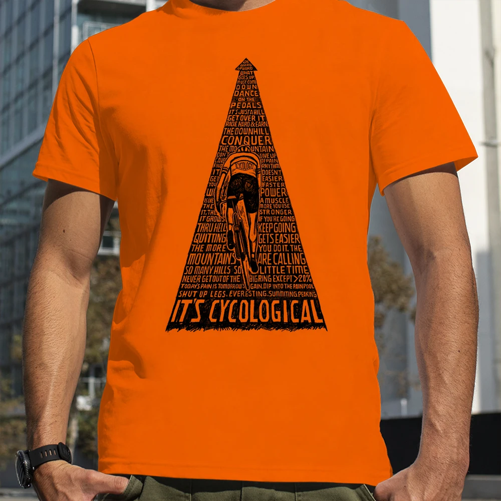 Ride a Bicycle Lovers Print It's Cycology T-Shirts Men Summer Breathable Short Sleeves Loose Oversized Tee Unisex