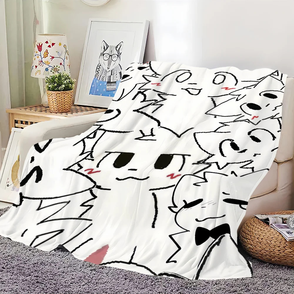 Cute Boykisser Silly Cat Blanket Skin Friendly Comfort Warm Soft Plush Blanket Suitable Sofa Living Room Office Bedroom