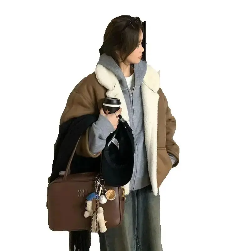 

The Same Style Of Lambskin Coat As Zhao Lusi'S "Xu Yan Xu Me Dazzlingly" Korean Eco-Friendly Faux Fur Coat For Women