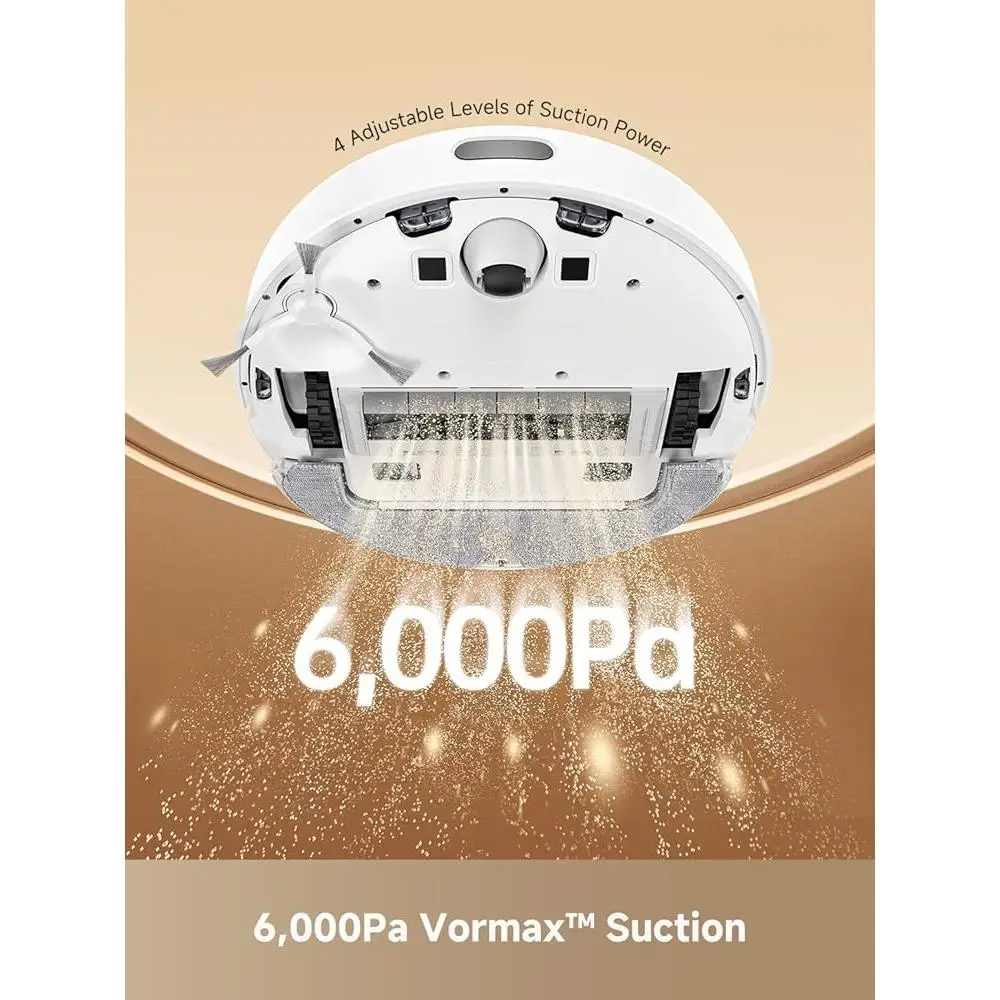 مكنسة كهربائية وممسحة ذاتية التفريغ بقاعدة 6000Pa شفط LiDAR الملاحة الذكية رسم الخرائط المضادة للتصادمات متعددة الأرضيات 2 في 1