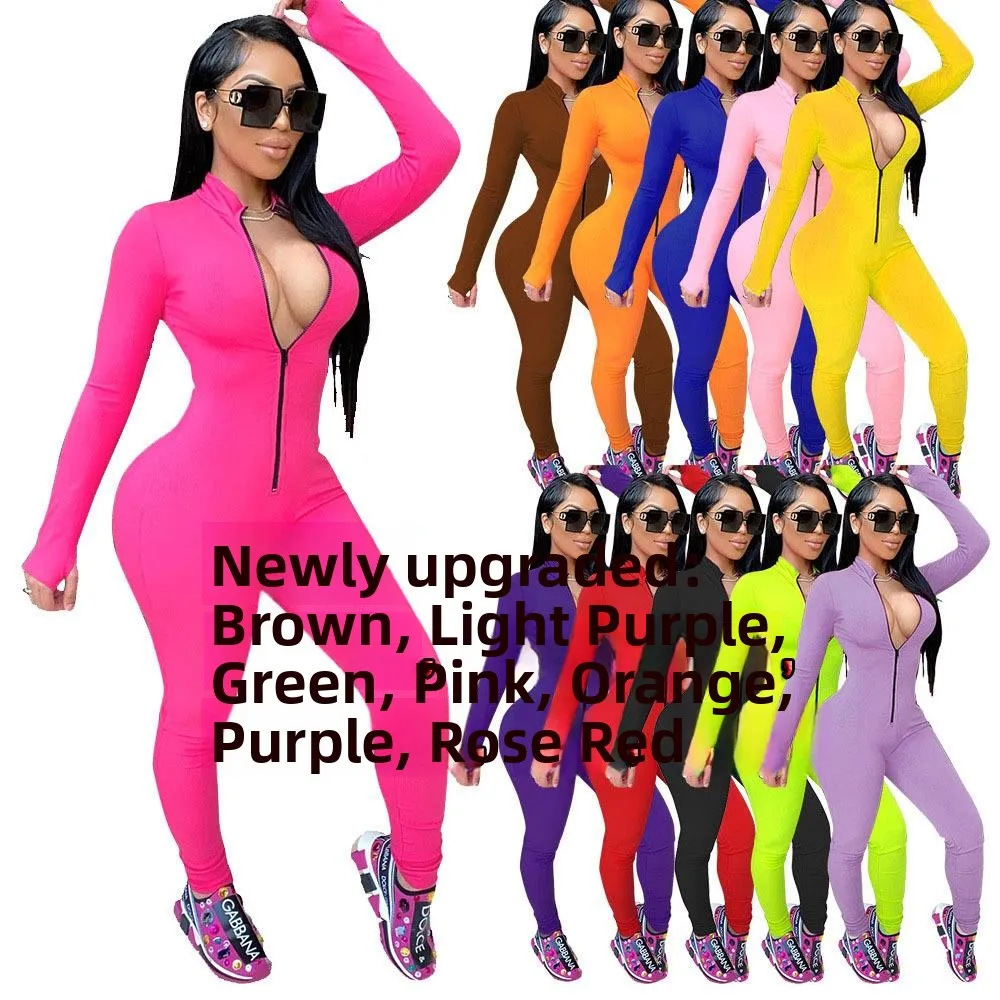 

Sexy Full-Body Pure Color Tight One-Piece Suit for Women Summer 2020 Casual Sle Polyester Fiber Long Pants Tee-Piece Set