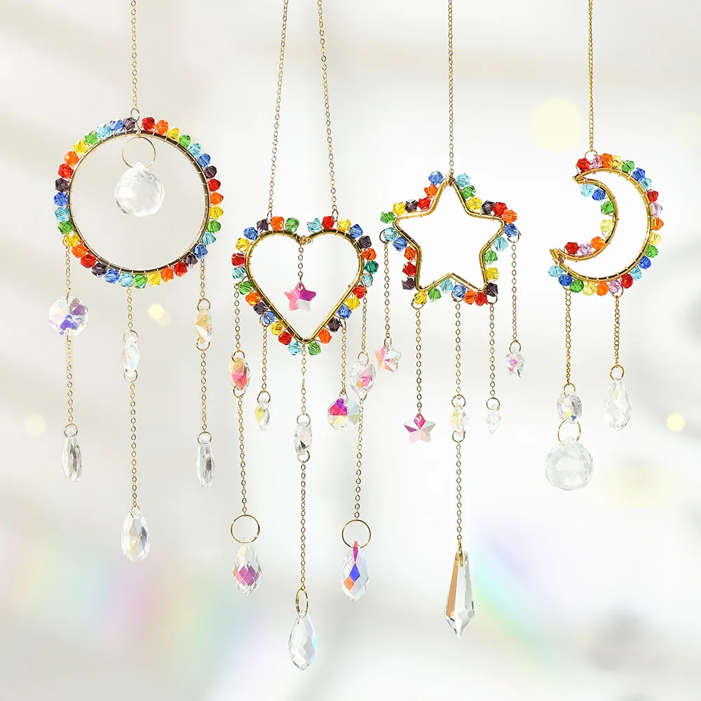 

Decoration Crafts Rainbow Crystal Sun Catchers Window Hanging Sun Catcher Heart Moon Star Rainbow Home Decor Wind Chimes Hanging