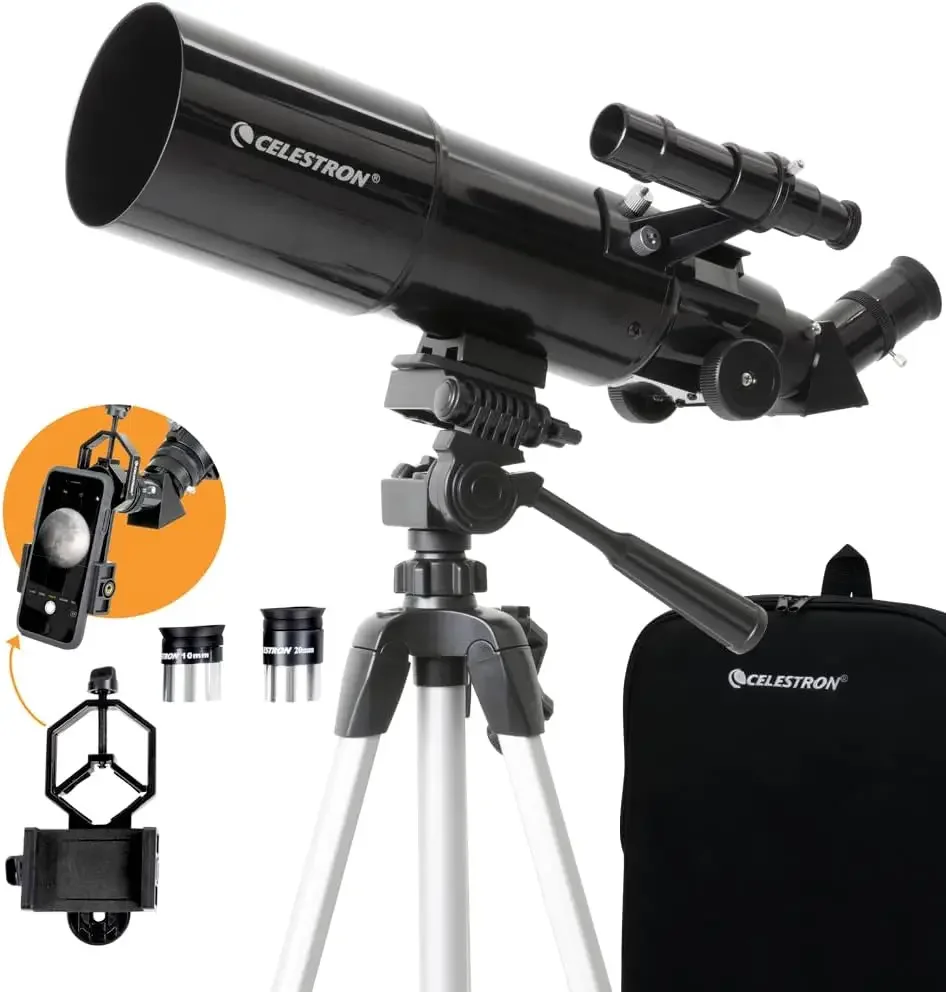 Travel Scope  Portable Refractor Telescope  Fully Coated Glass Optics  Ideal Telescope for Beginners  Bonus