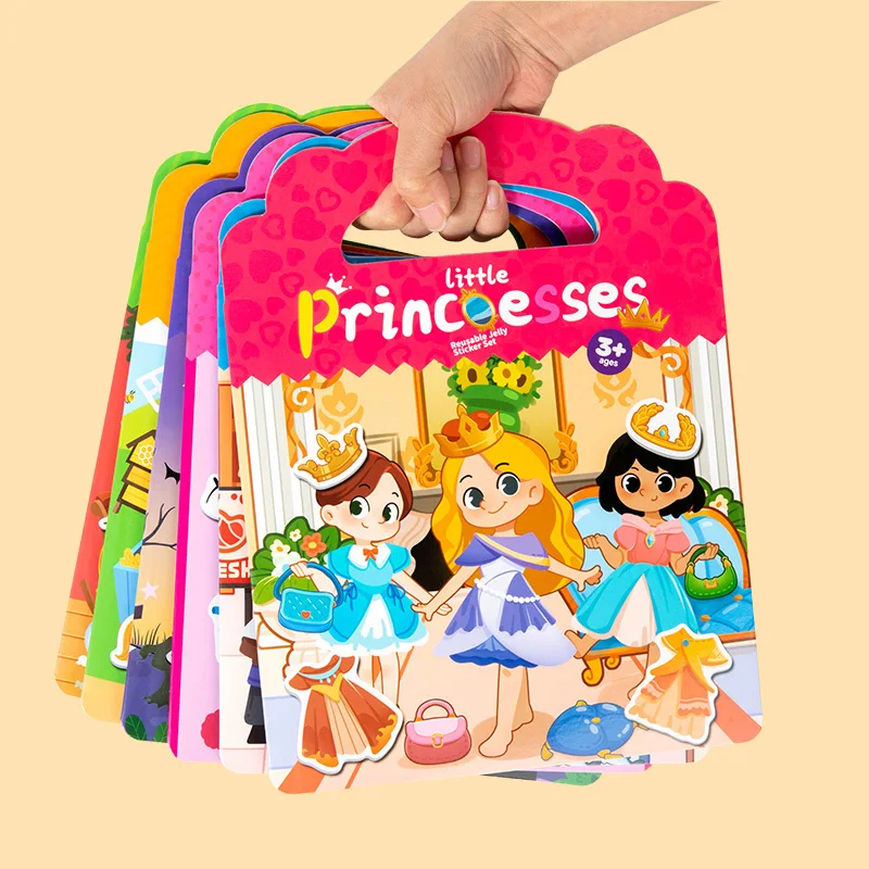 4 Reusable Jelly Sticker Books, multi-scene activity picture books for cognition, ideal holiday gifts for kids aged 3 and above