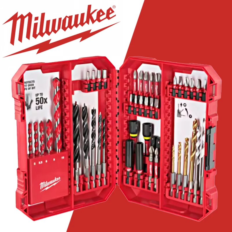 Milwaukee 48-32-5148 SHOCKWAVE Impact Duty Drill & Drive Bit Set 46PC Suit Moisture-Proof Portable Storage Box Tool Accessories