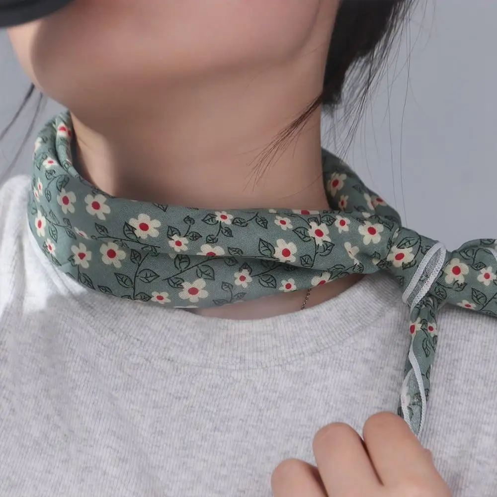 Foulard Simple enveloppe de fleurs cravate femme châle coton lin imprimé écharpe foulards de Style coréen foulard en soie petite écharpe carrée
