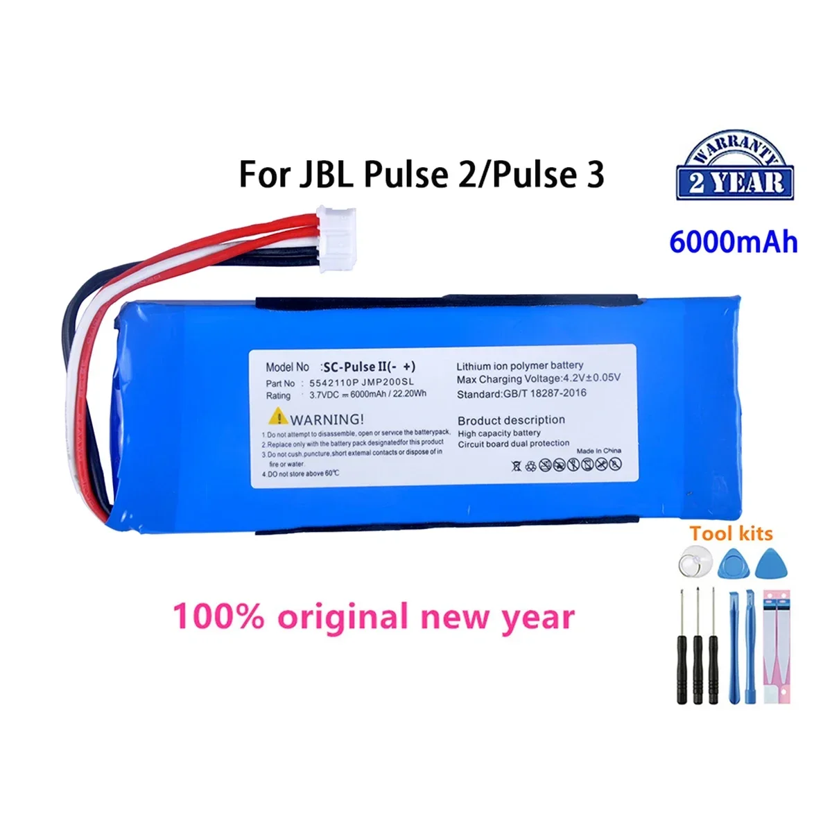 

Original P5542100-P 5542110P 6000mAh Battery For JBL 2017DJ1714 APPULESE 3 Pulse3 Pulse 2 Pulse II PULSE2 PULSE2BLKUS+Tools