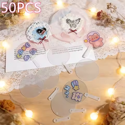 Mini Blank Fans, Transparent DIY Fans Wedding Favor Blanks, Party Craft Supplies Kids Art Activity, 50Pcs, 5cm, Custom Gift Idea