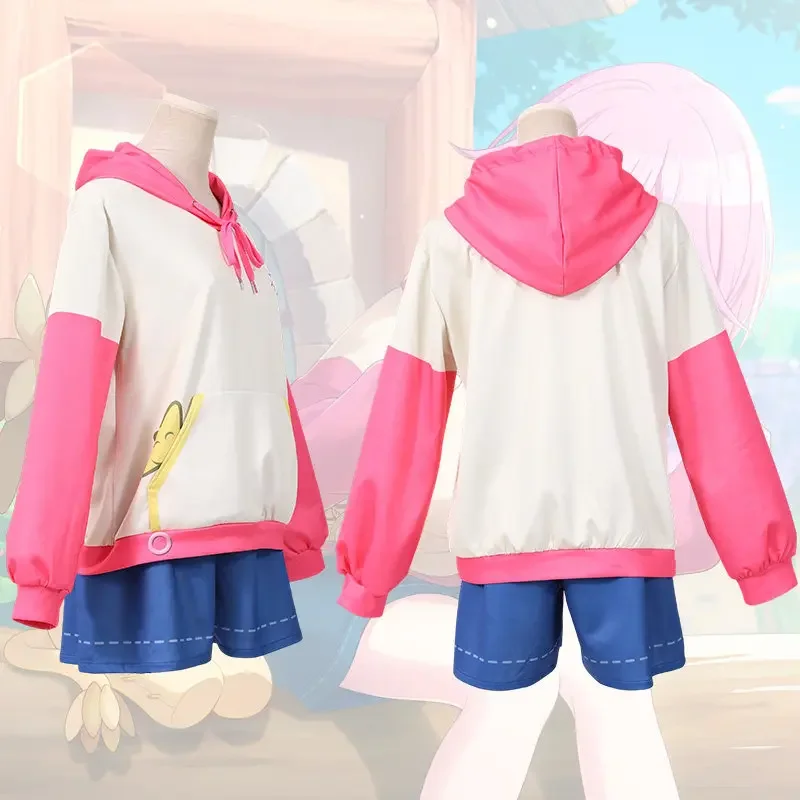 Anime Project Sekai Otori Emu Cosplay-Kostüm, Kapuzenanzug für Damen, niedliche Shorts, Party, Halloween, rosa, Spieluniformen, Alltagsoutfits, Set