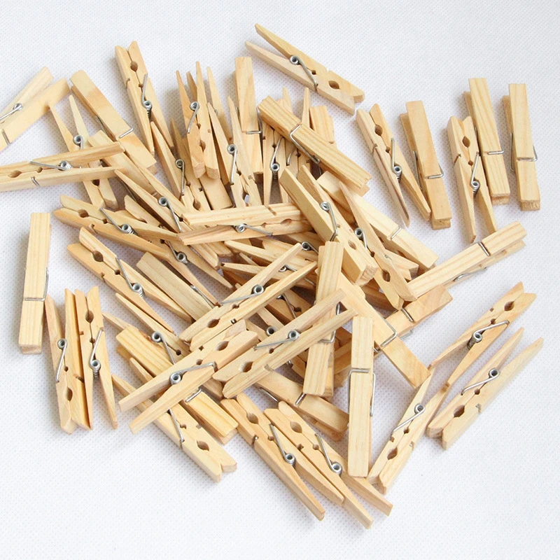 300/500pc 25/35/45mm Wholesale DIY Wood Crafts Clothespins for Photo Home Decoration Accessories for Storage  Clip Hanger