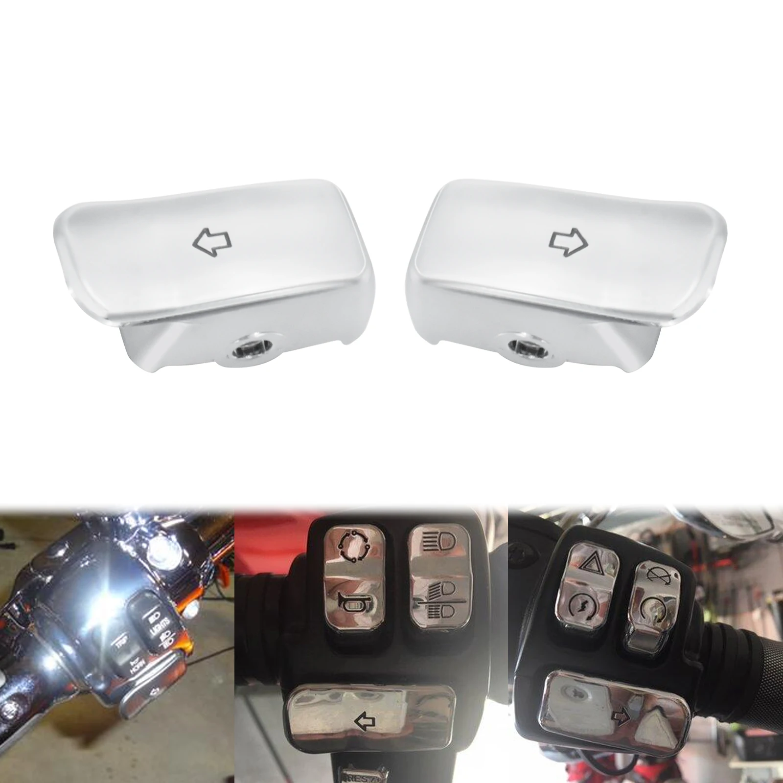 Motorcycle ABS Turn Signal Extension Caps Switch Button Extended Cover Chrome For Harley Touring Softail Sportster XL FLHR