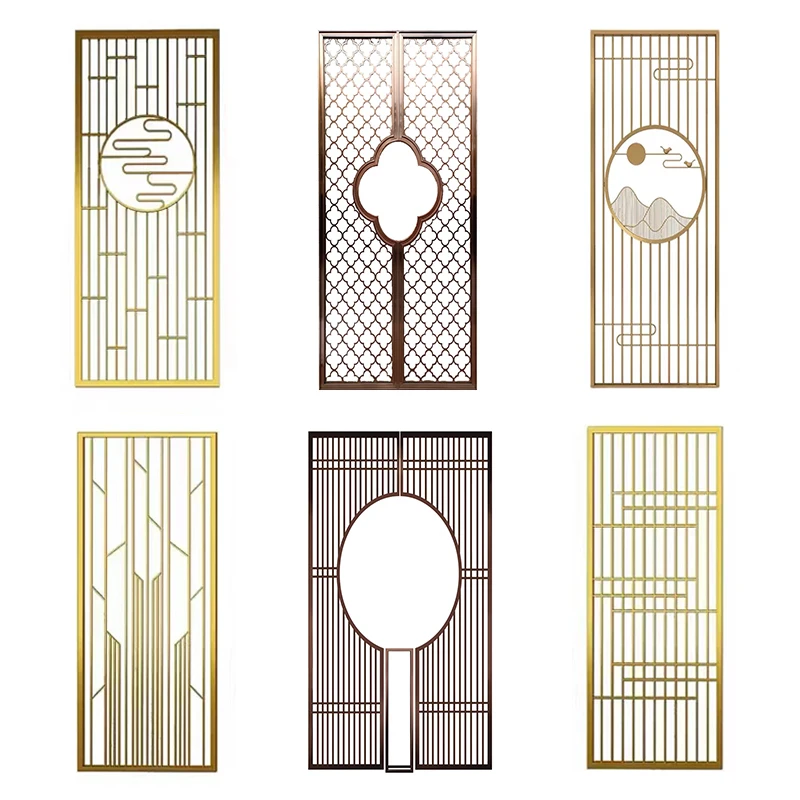 

Customize the new Chinese stainless steel screen Customize the living room luxury metal grille hollowed-out aluminum platee.