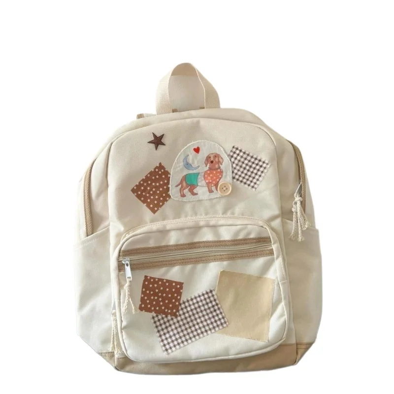 Cute Puppy Backpack Large Capacity Storage Bag Student Schoolbag Backpack Nylon Splicing Kawaii Dog Travel Backpacks