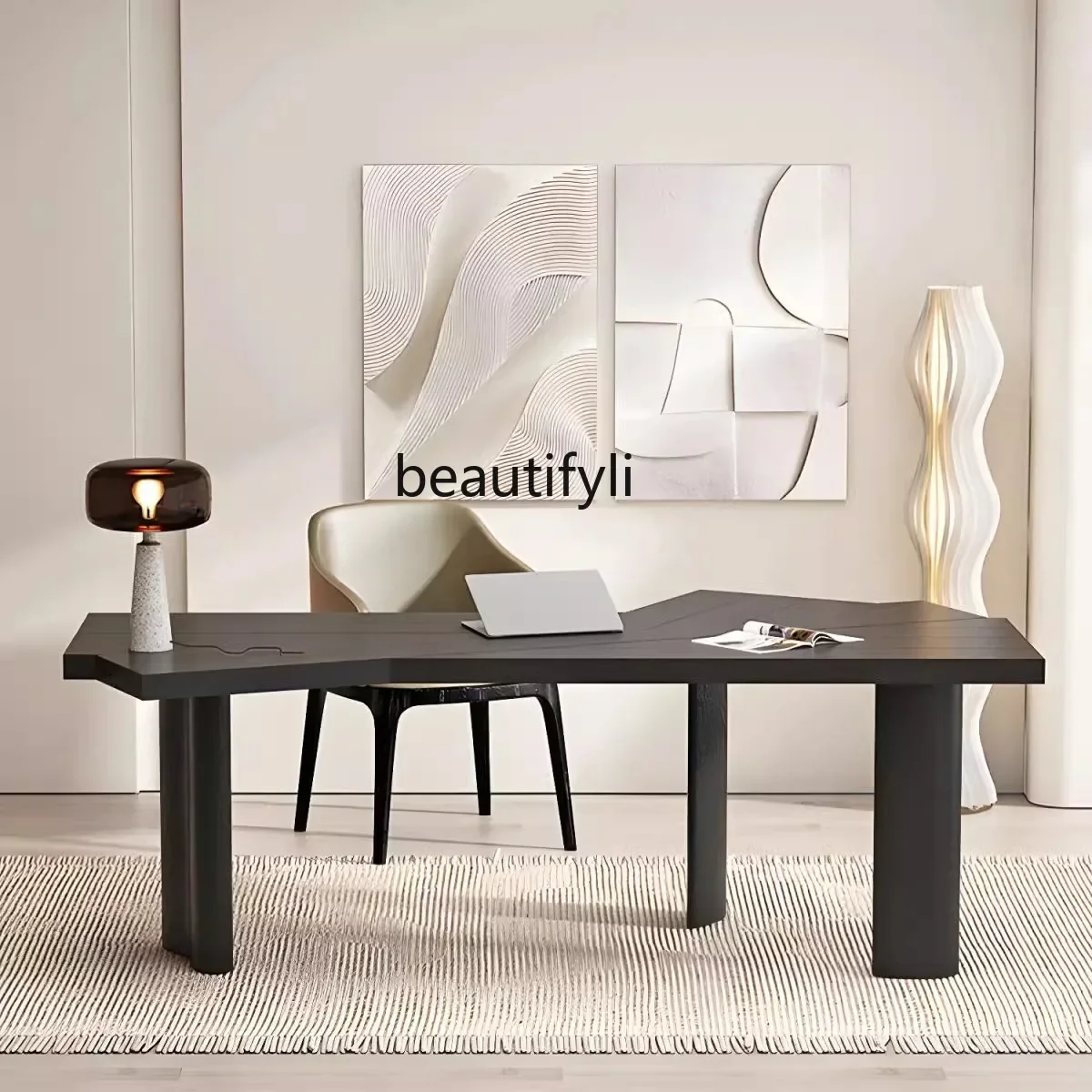 

A46 Italian minimalist study desk designer medieval solid wood special-shaped wabi-sabi desk