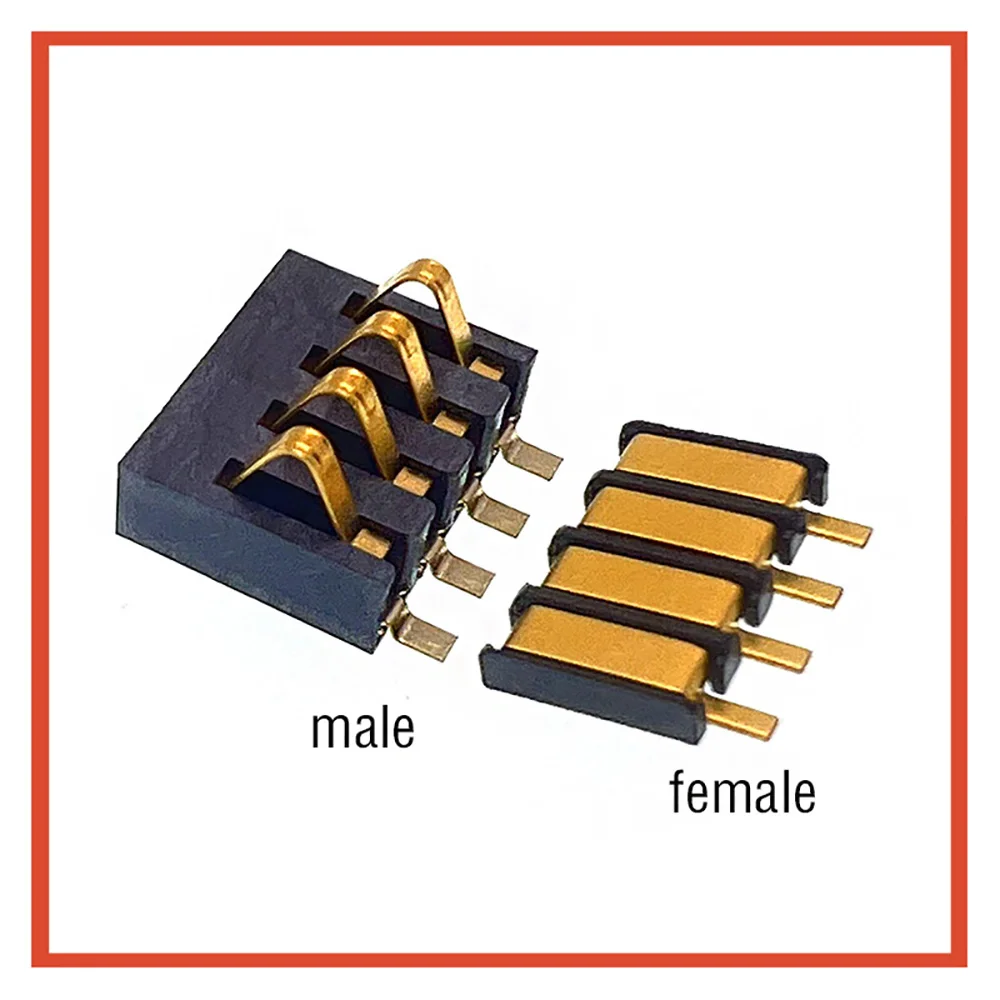 4Pin male female battery connector mobile phone battery Connector 4p Spring contact