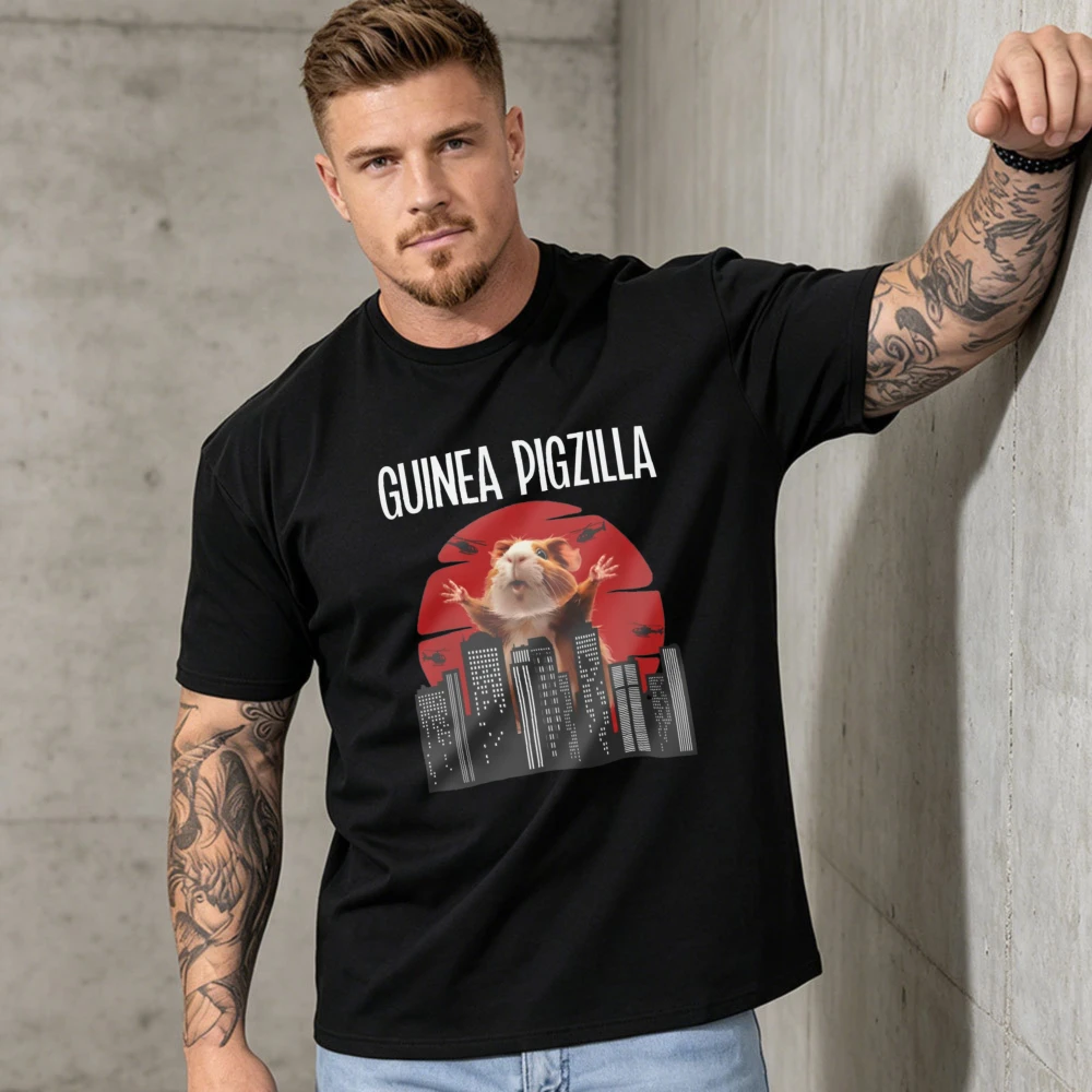Guinea Pig Lover Gifts Tee Guinea Pigzilla Monster Tee Funny Giant Pet Urban Destruction Humor Men Women Casual Cotton Tops
