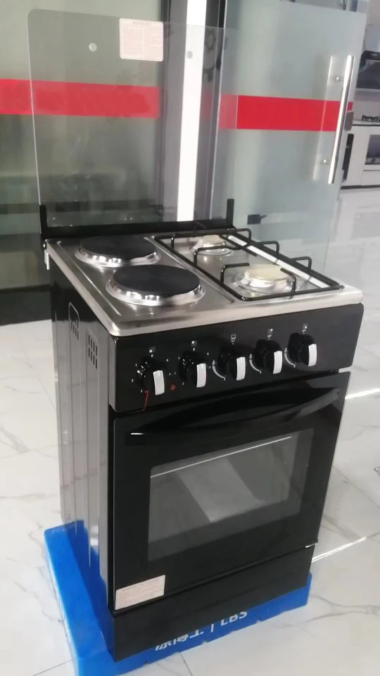 أجهزة المطبخ سعة 60 لترًا، 2 شعلة غاز، 2 موقد كهربائي، أطباق ساخنة مع فرن بيتزا