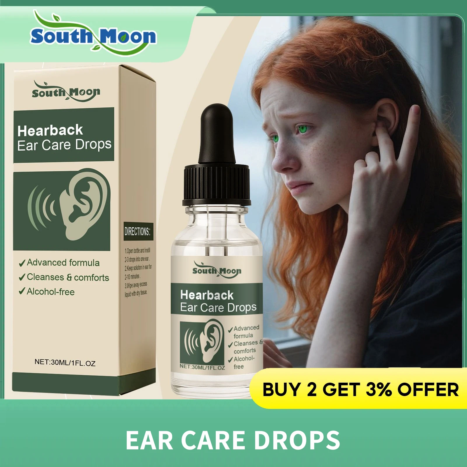 Ear Care Drops Soften Earwax Gentle Cleaning Promote Blood Circulation Soothing Nerves Reduce Discomfort Tinnitus Relief Drops