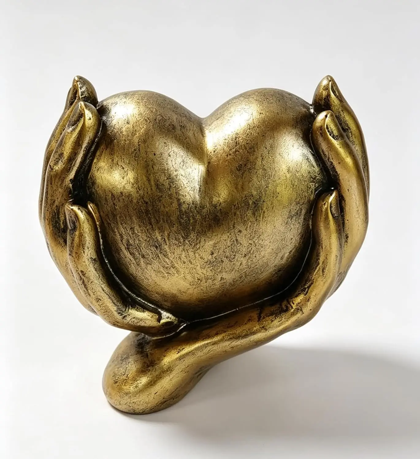 Large Gold Heart Shape Hands Gesture Statue for Home | heart shaped hands sculpture
