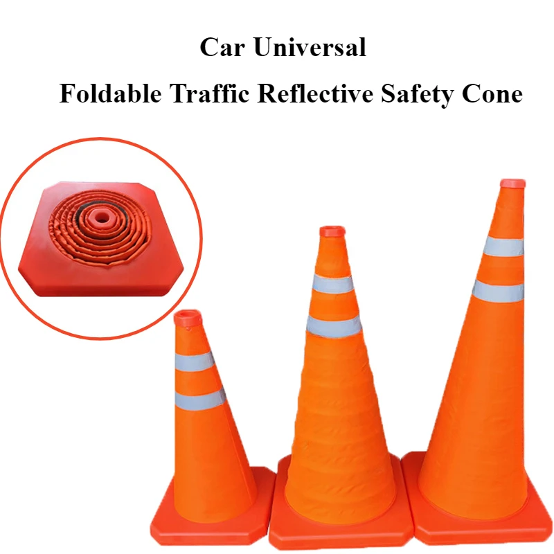 Collapsible Reflective Traffic Safety Orange Cones 30/45/70cm Car Multipurpose Warning Cone For Accident Parking Driving Practic