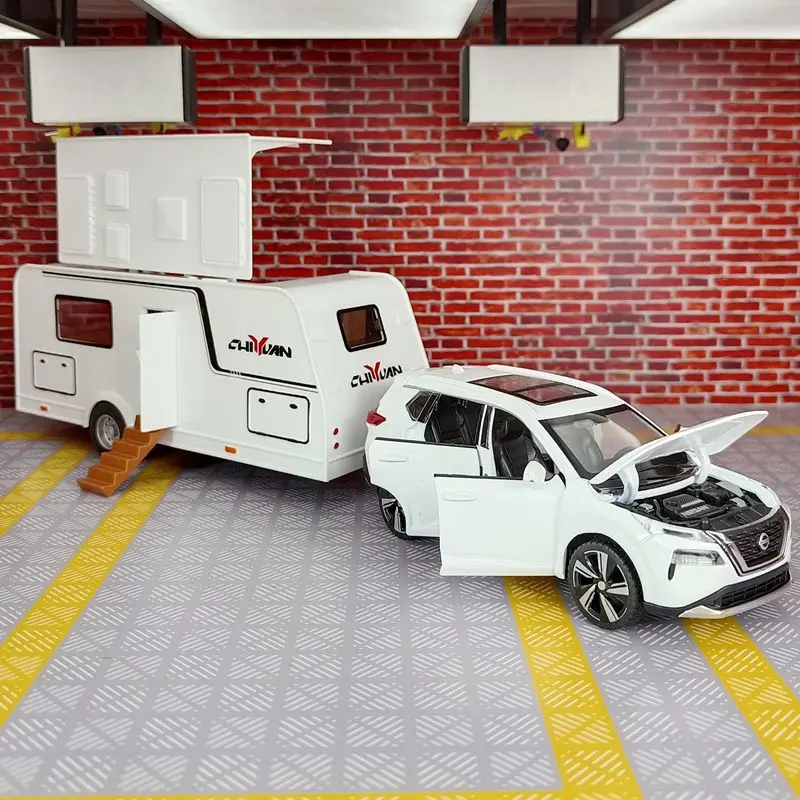 1:32 Nissan X-Trail reboque liga modelo de carro ornamentos acústico-óptico pull-back openable menino brinquedos detalhes ricos boa qualidade