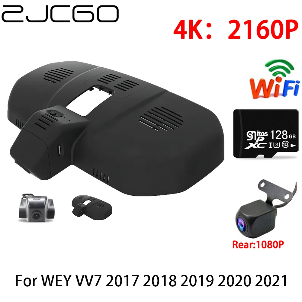 

ZJCGO 2K 4K Car DVR Dash Cam Wifi Front Rear Camera 2 Lens 24h parking for WEY VV7 2017 2018 2019 2020 2021