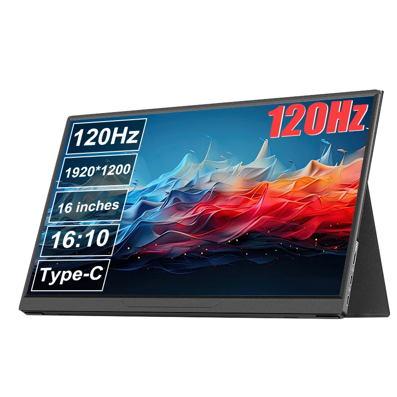 16inch Portable Monitor 100% SRGB 120Hz Gaming Laptop Display with Type C Mini HDMI For PS4/5/Steam/Deck/Switch/PC/Mac/Phone