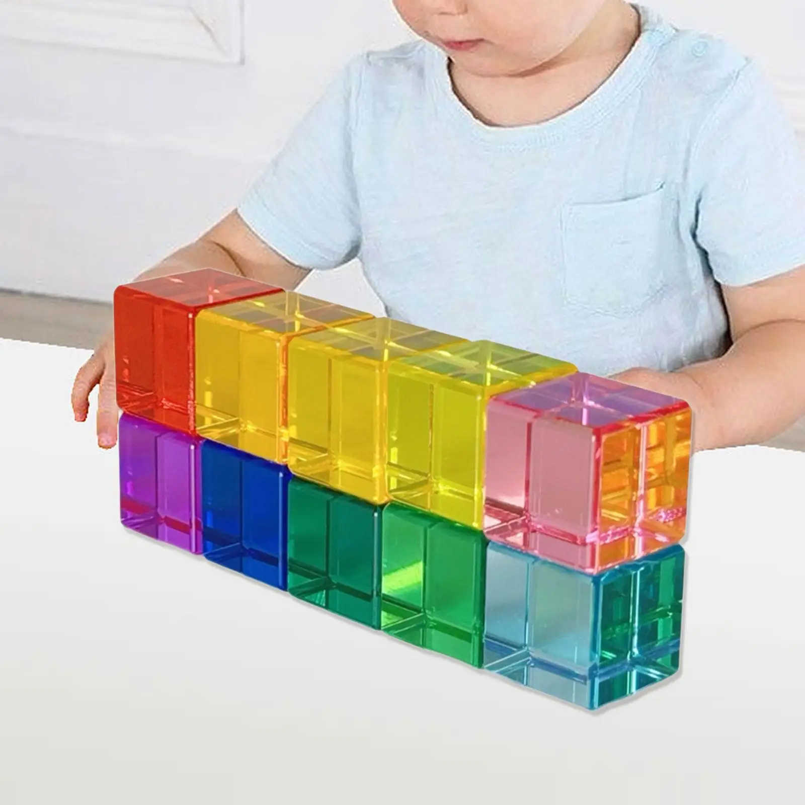 

Building Blocks SET Educational Toys Hand Eye Coordination Stacking Toy Rainbow Acrylic GEM Cubes, for Kids Birthday Gift