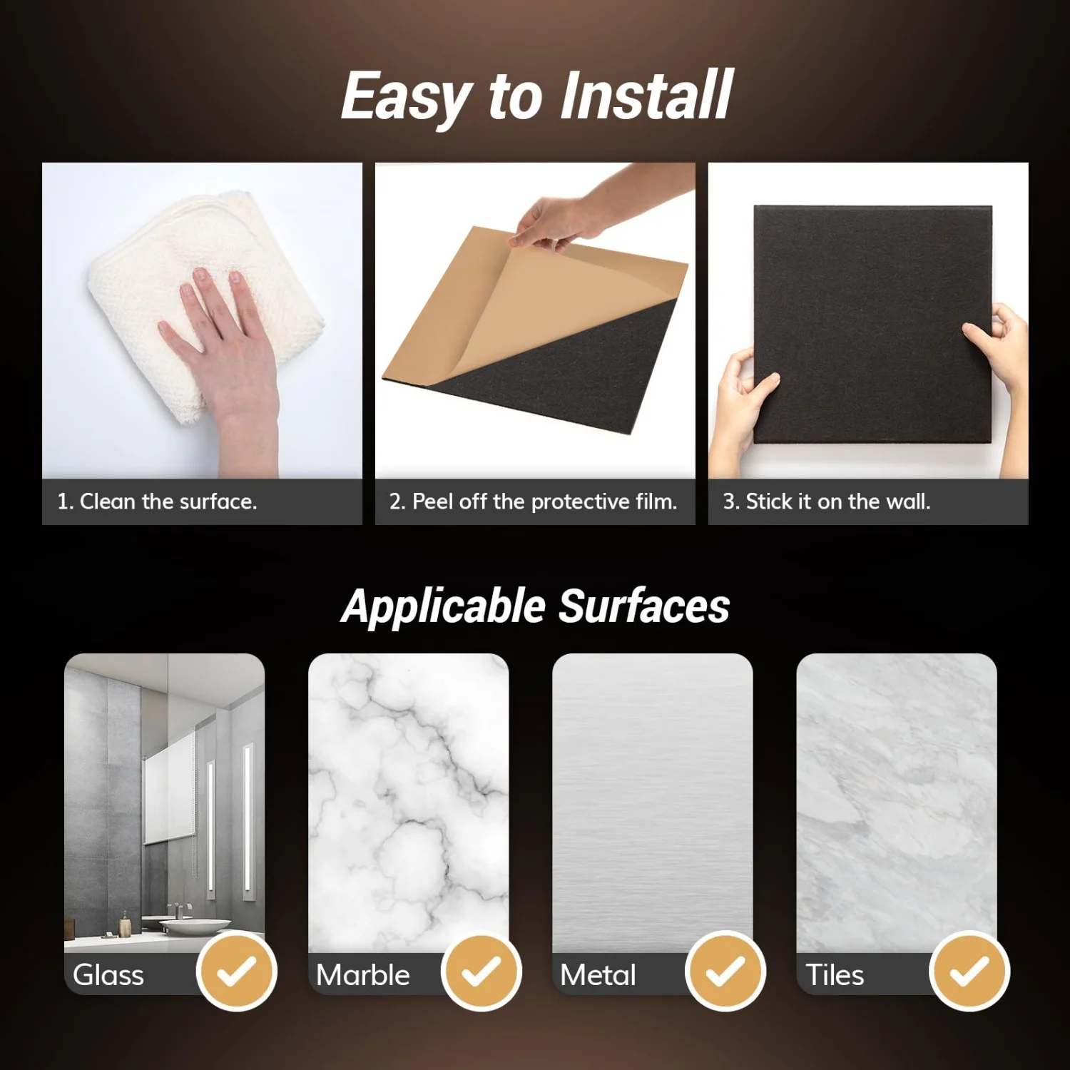 Paneles Acústicos Cuadrados HERTBER, Paquete de 12, Autoadhesivos, Azulejos de Pared Absorbentes de Sonido para el Hogar, Estudio u Oficina, Fácil Instalación