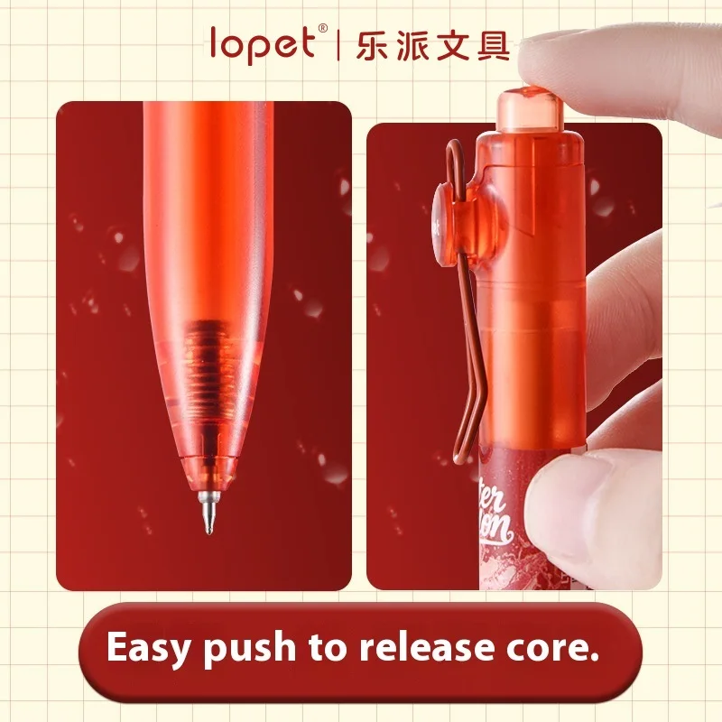

Lopet JUICE Pocket Gel Pen Set Of 4,Oval Frosted Pen Holder 0.5mm Black Quick-dry Perfect Back To School Student Gift Idea
