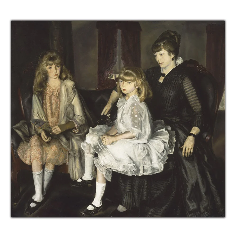 سيتون جورج منفاخ 《إيما وأطفالها، 1923》لوحة فنية مطبوعة بالزيت من القماش صورة فنية ديكور جدران حديث ديكور منزلي