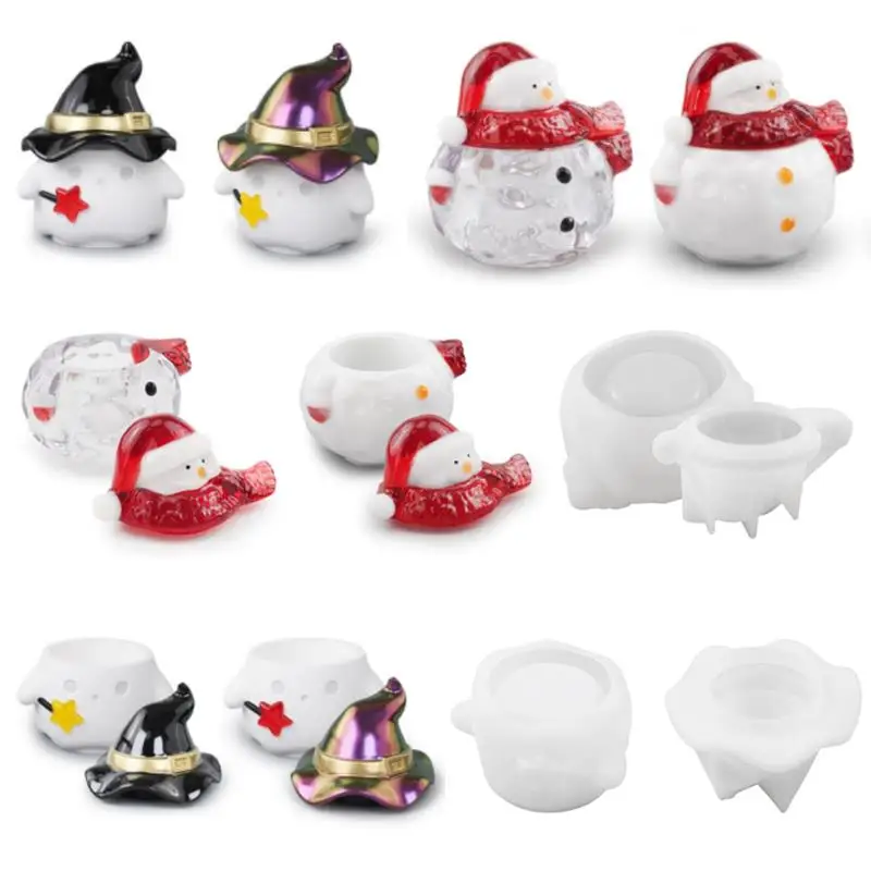 Storage Jar Silicone Mold With Lids Christmas Snowman Magic Party Storage Box Mold Epoxy Resin Gypsum Cement Crafts Home Decor