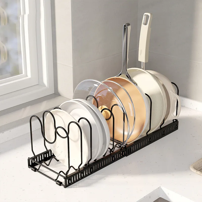 Multilayer Adjustable Retractable Pot Cover Rack Multifunctional Perforation-Free Wave Impregnated Rubber Non-Slip Plate Storage