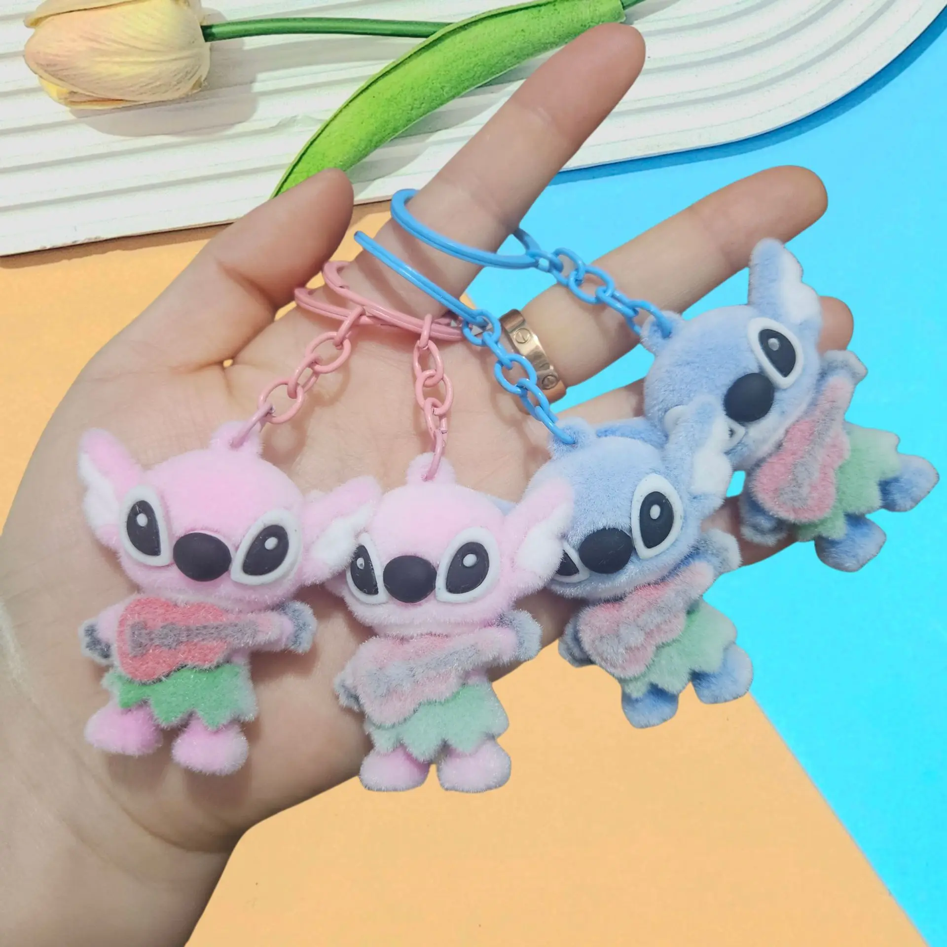 

Disney Cartoon Anime Stitch Model Keychain Keyring Ornament Craft Stitch Fashion Doll Kids Charm Gifts Hobby Toys