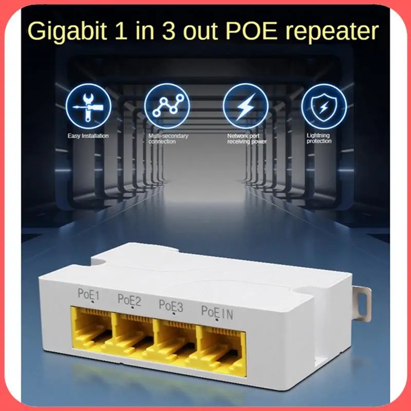 

X12A-4Pcs 3 Port POE Extender IEEE802.3Af 10/100/1000Mbps 1 To 3 Network Switch Repeater For Poe Switch NVR IP Camera AP Spare P