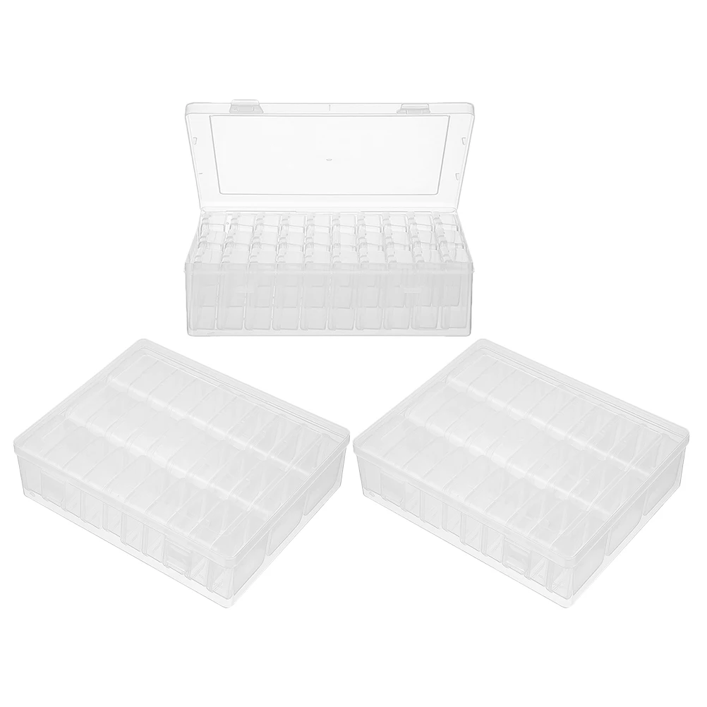 

3Pcs Clear Plastic Organizer Boxes Small Compartments Transparent Storage Containers for Beads Jewelry Desk Office