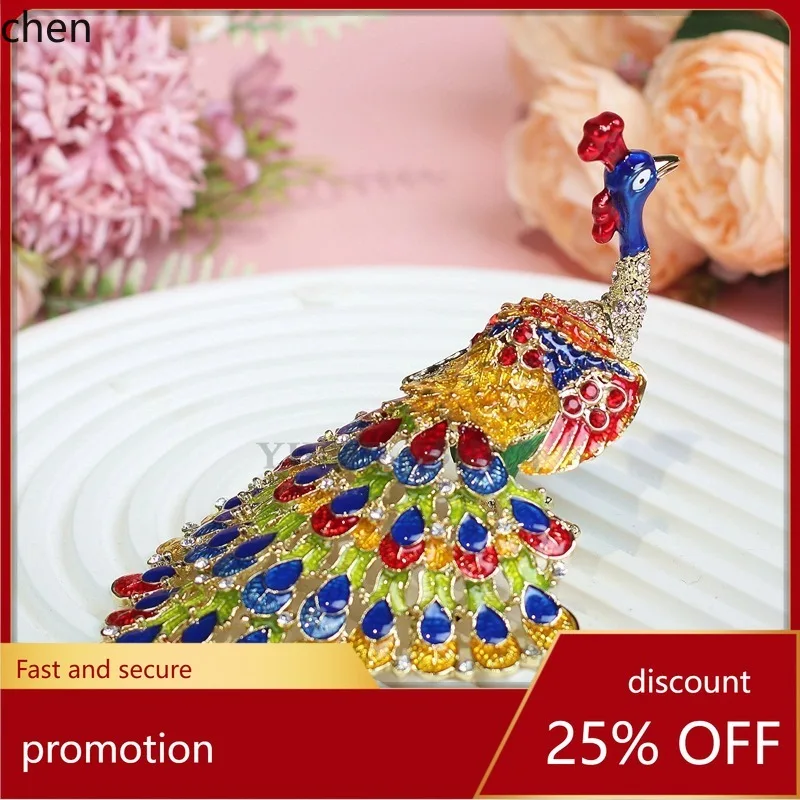

H1 Enamel Metal Craft Creative Home Decor Internet-Famous Peacock Display Ornament Small Gift Wholesale Iron Art