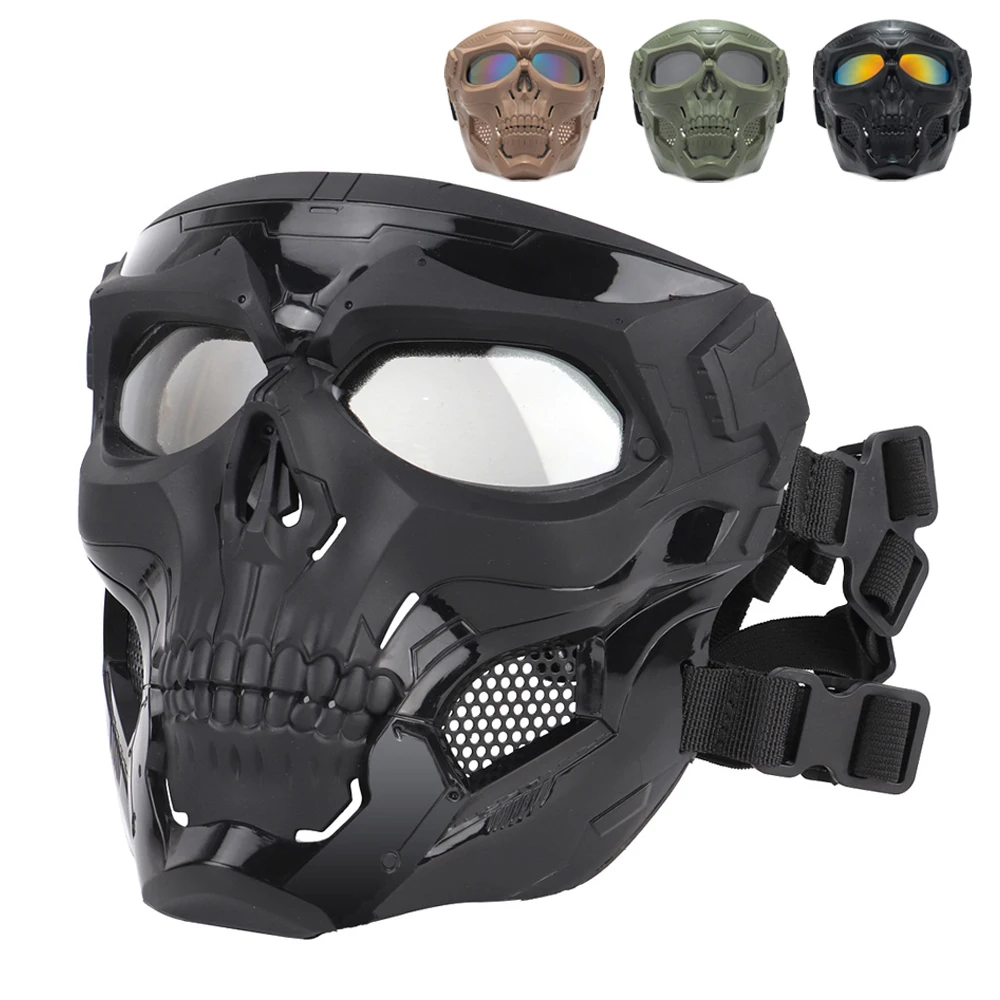 Schädel maske Motorrad maske Fahrrad fahren wind dichtes Voll gesichts skelett Schutz maske farbige Brille taktisches Fahrrad