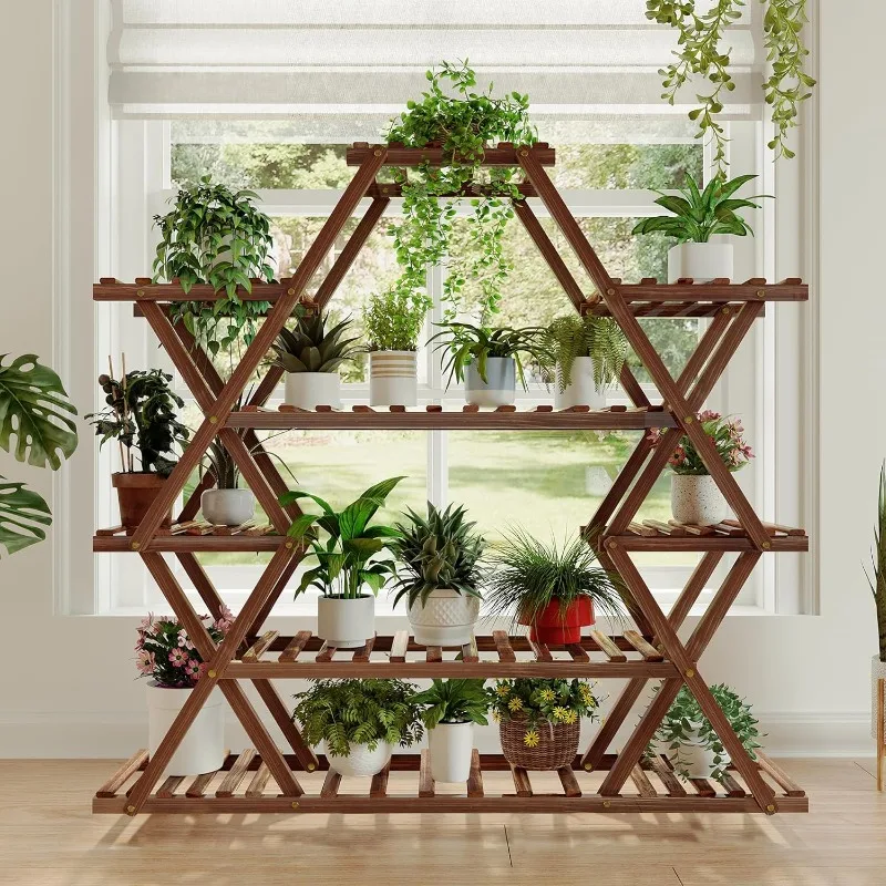 

Plant Stand Indoor Outdoor, Large Wooden Display Shelf for 12 Potted Plants, Sturdy Flowers Stand Rack for Corner, Living Room