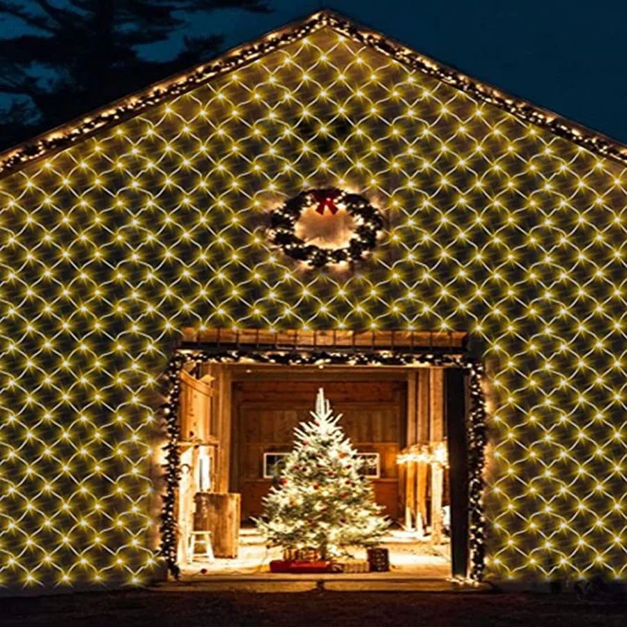 3 x 2 m, 10 x 1 m, 6 x 4 m, LED-Netzlichter, Outdoor-Mesh-Lichter, 8 Modi, Plug-in, wasserdichte Weihnachtsnetz-Lichterkette für Büsche, Dekor