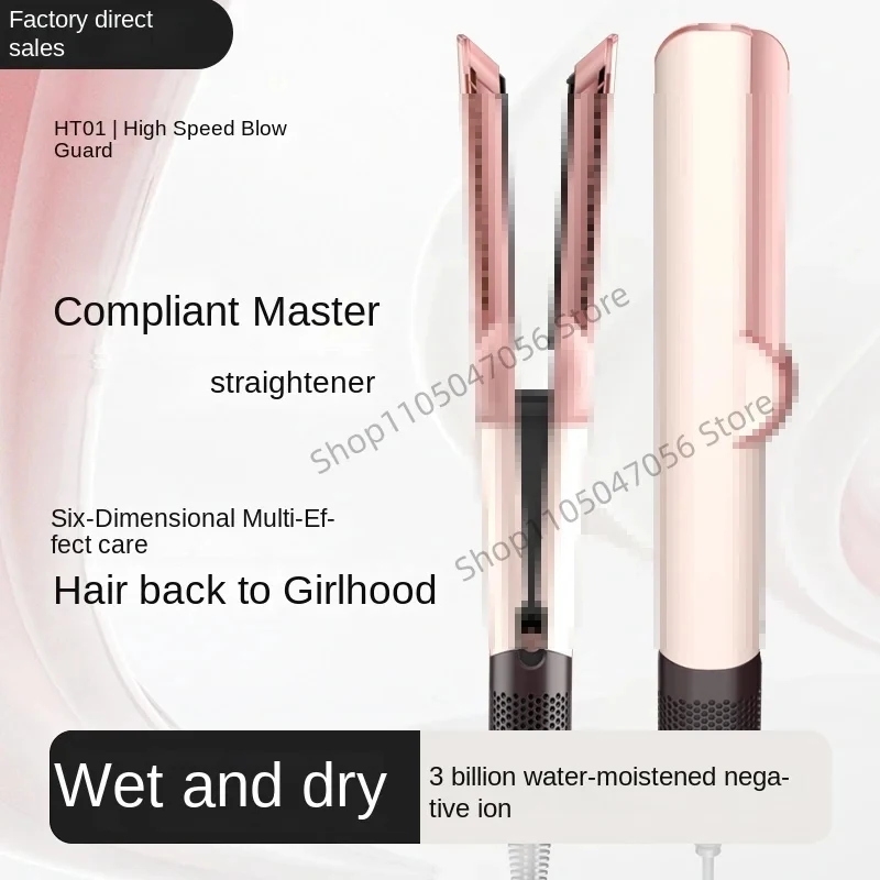 EU UK US KR Professional 2-in-1 Hair Dryer and Straightener Negative Ion Iron Long Lasting Styling Tool Wet and Dry Straightener