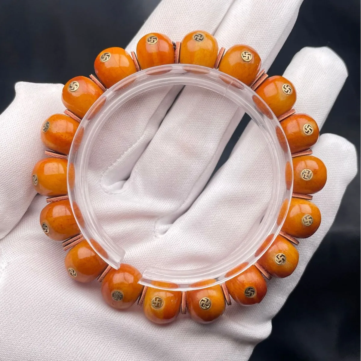 

Original Bull Bone Round Bead Inlaid Buddha Million Character Bracelet High-end PlatePlay Good Lucky Hand String Fashion Jewelry