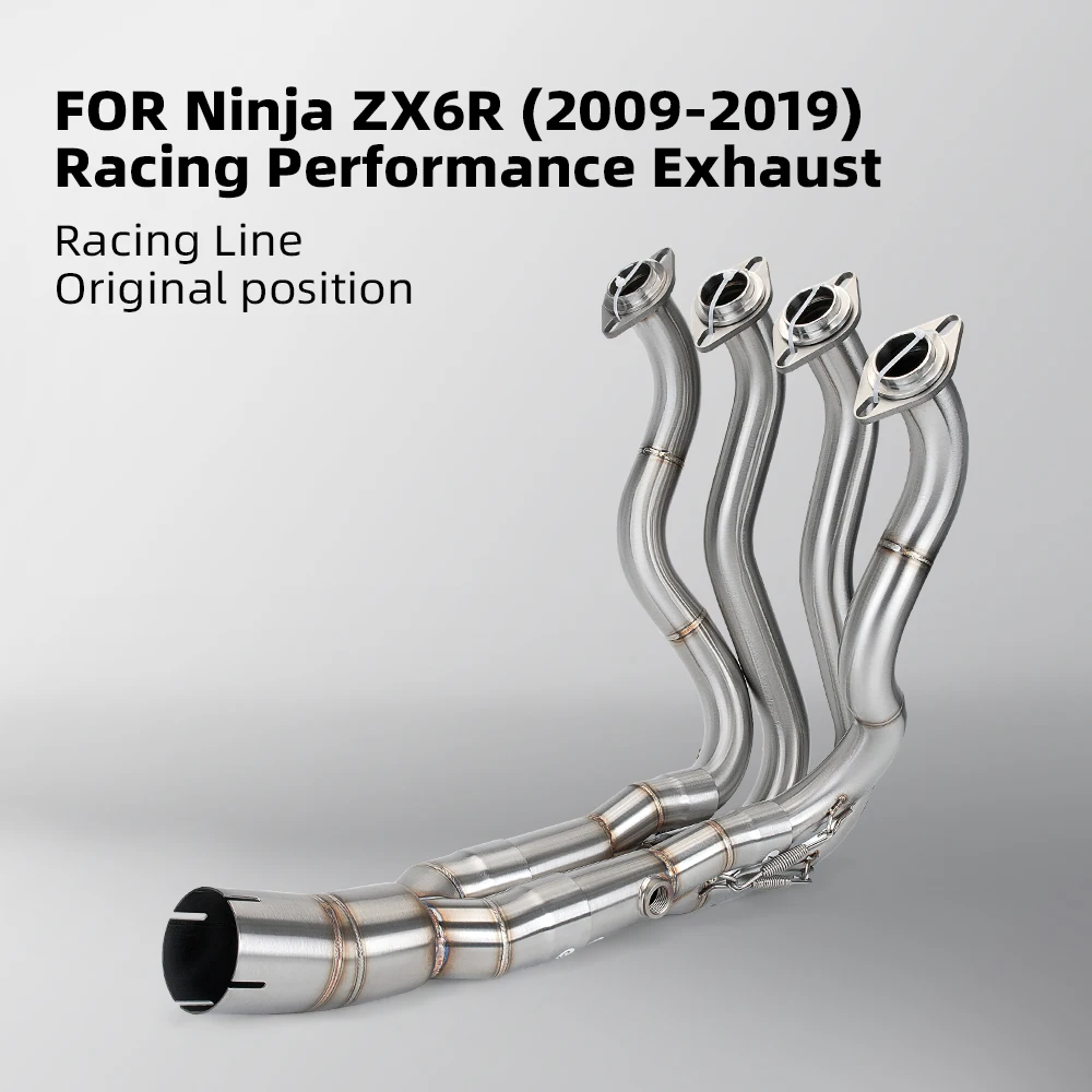 

High Quality complete motorcycle exhaust system, for Ninja ZX6R 636 2009-2019 Exhaust Slip On Tube Front Link Pipe Connect